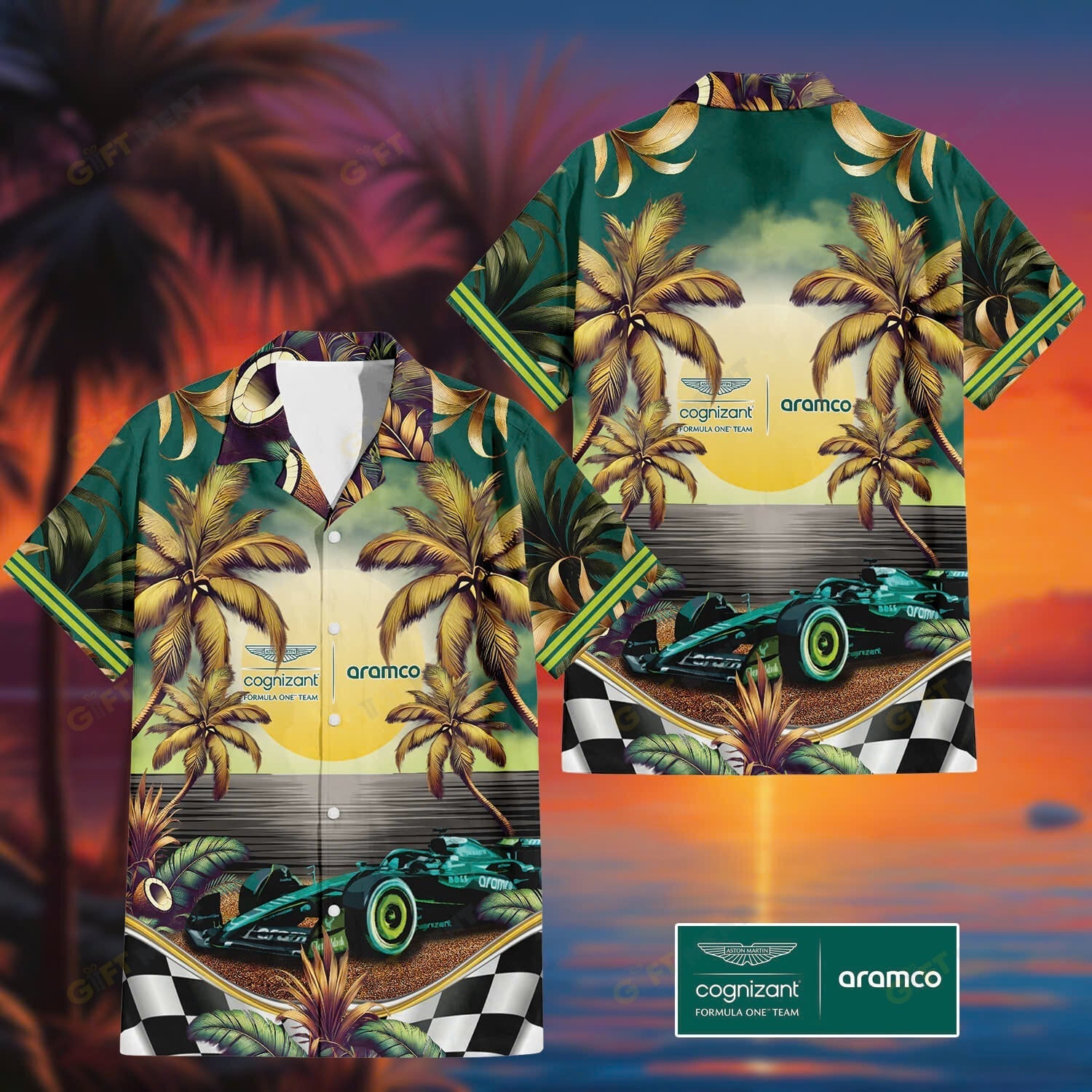 Aston Martin Aramco Formula One Team Hawaiian Shirt