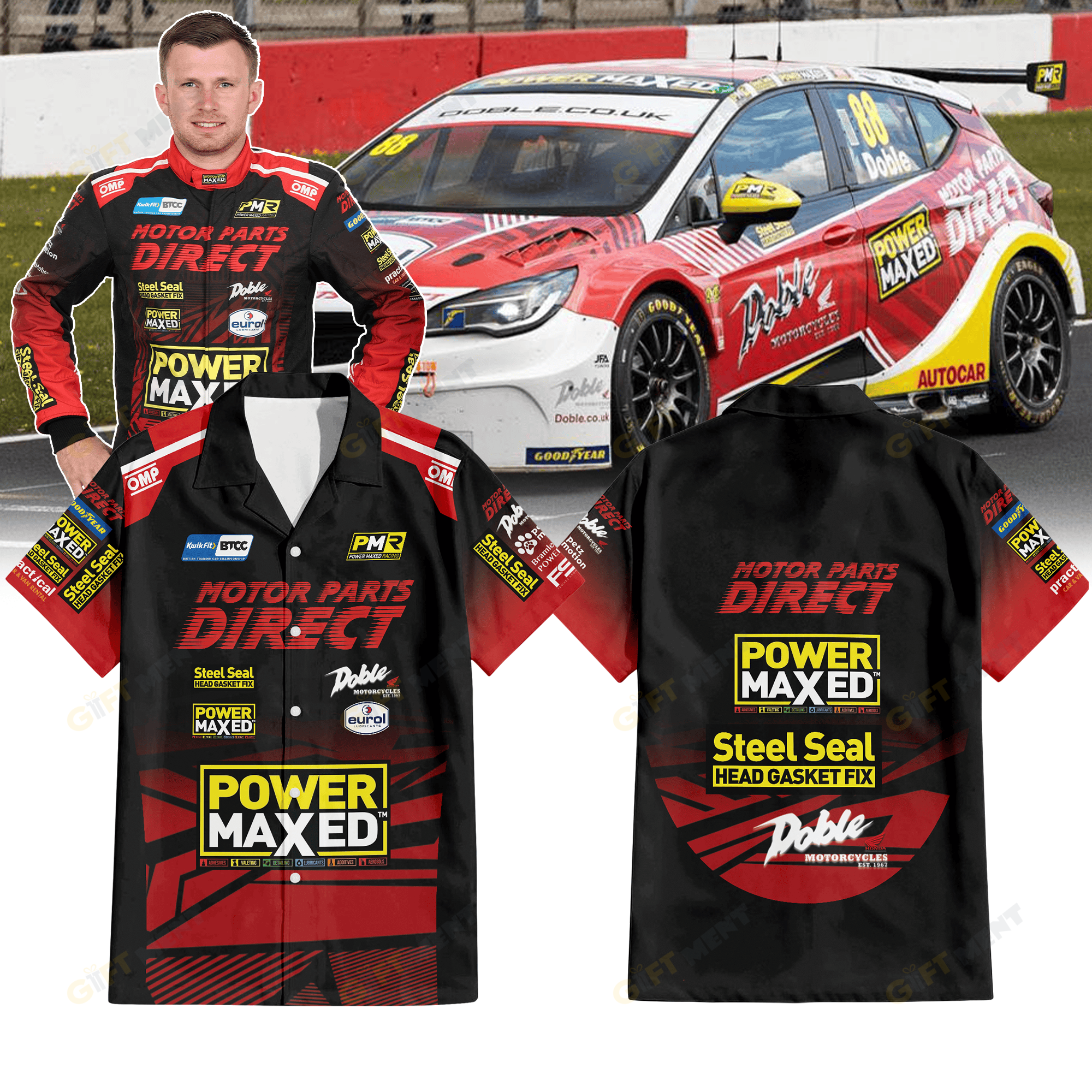 Motor Parts Direct with Power Maxed Racing Premium Hawaiian Shirt