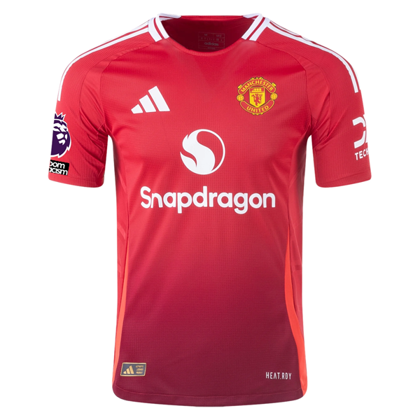 adidas Manchester United Authentic Kobbie Mainoo Home Jersey w/ EPL + No Room For Racism Patches 24/25 (MUFC Red/Bright Red)