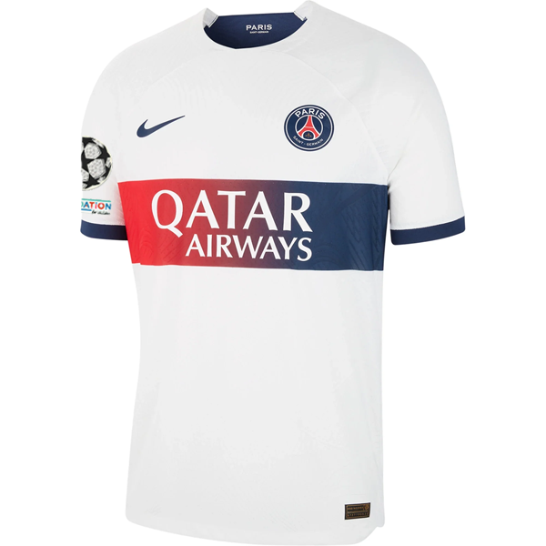 Nike Paris Saint-Germain Authentic Match Vaporknit Away Jersey w/ Champions League Patches 23/24 (White/Midnight Navy)