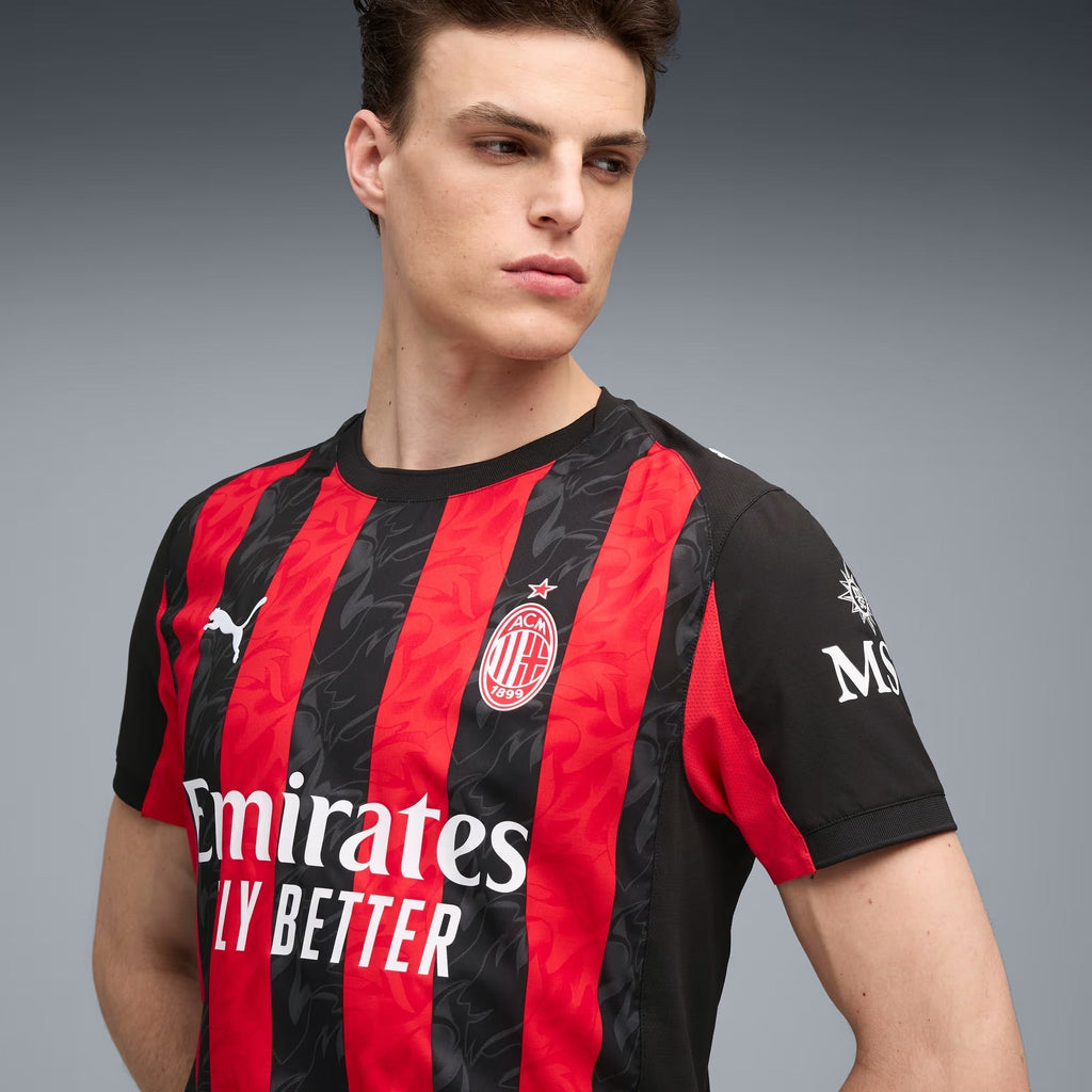 Puma Pavlovic Men's AC Milan Authentic Home Jersey 25/26 w/ Seria A Patch (Red/Black) (Copy)
