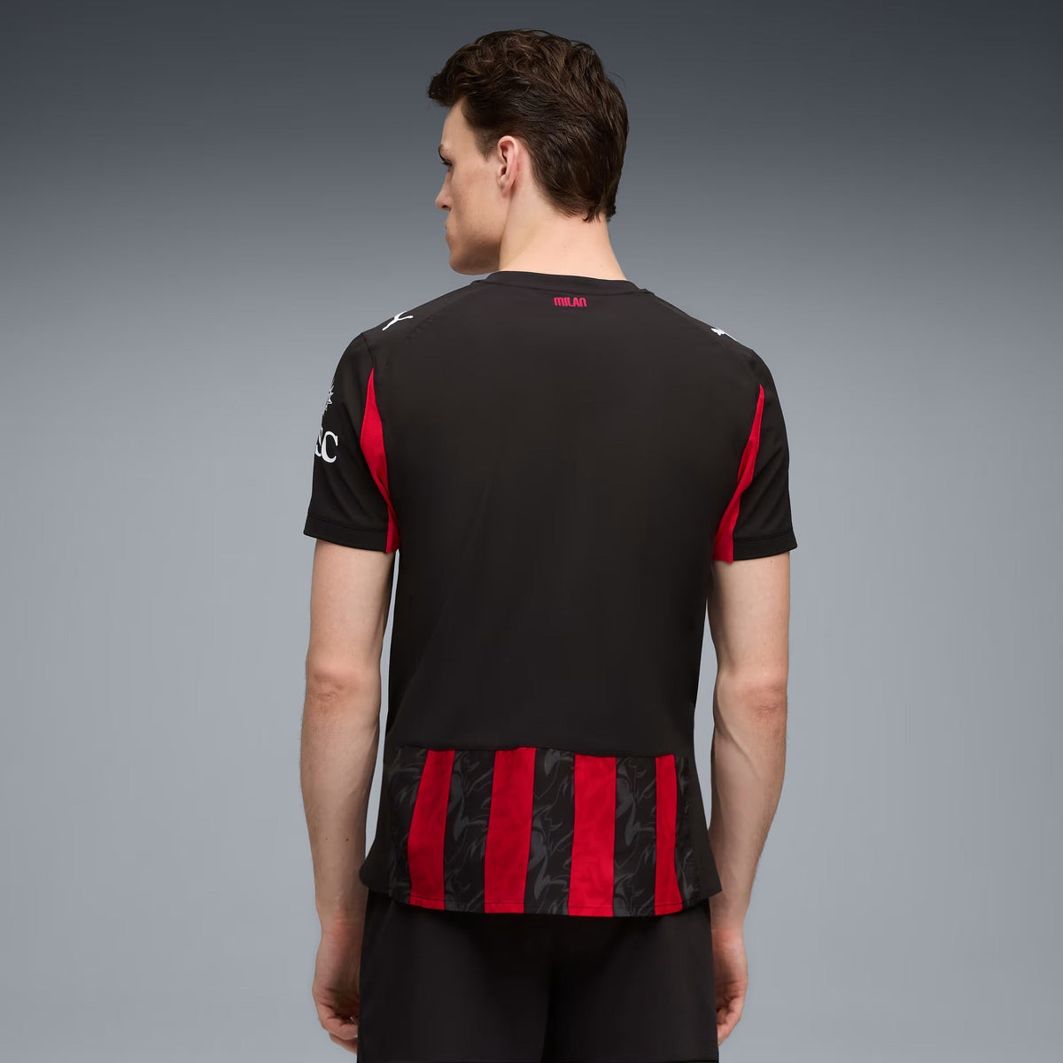 Puma Chukwueze Men's AC Milan Authentic Home Jersey 25/26 w/ Seria A Patch (Red/Black)