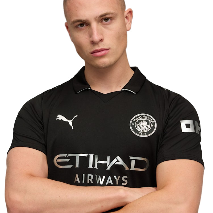 Puma Marmoush Men's Manchester City Away Jersey 25/26 w/ NRFR + EPL Patches (Puma Black)