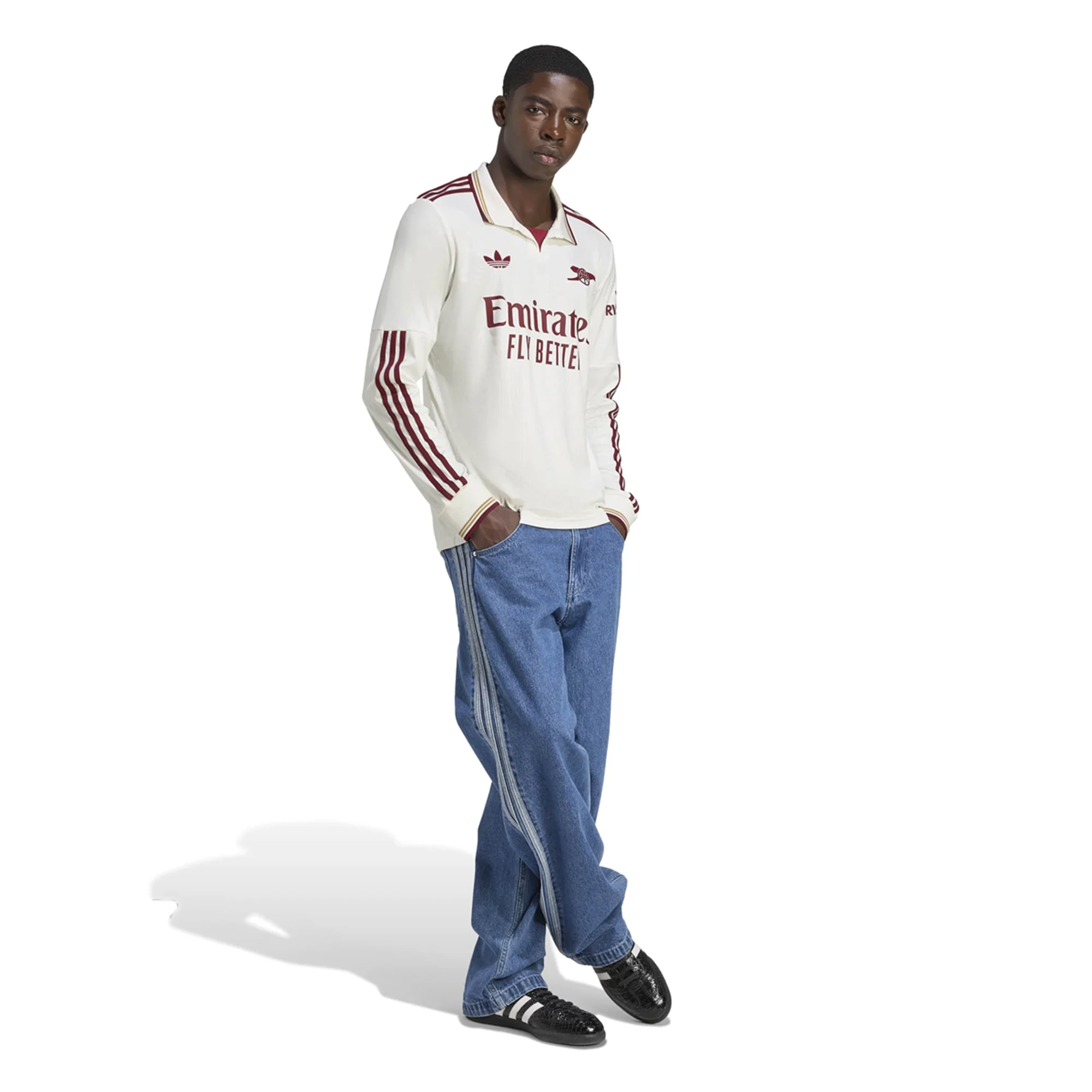 adidas Arsenal Viktor Gyökeres Third Long Sleeve Jersey w/ EPL + No Room For Racism 25/26 (White/Burgundy)