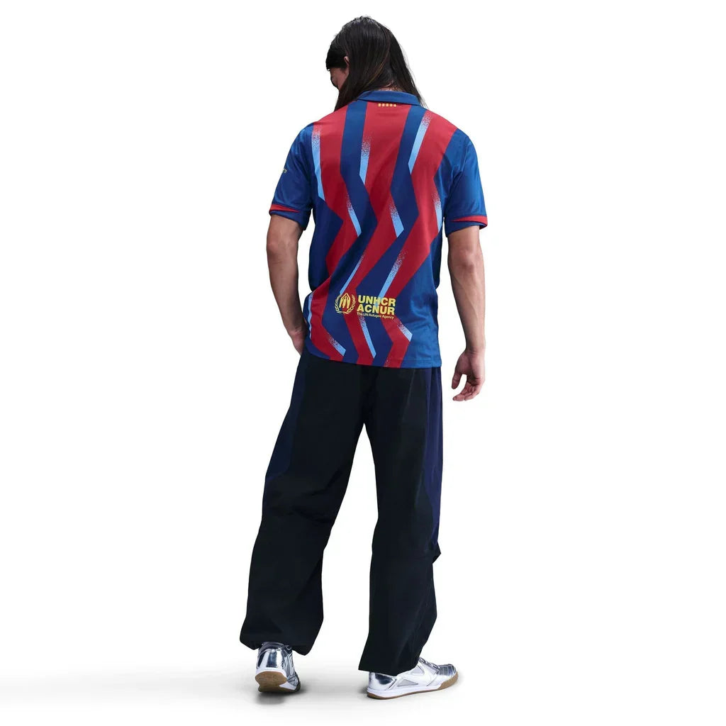 Nike Men's FC Barcelona Olmo 4th Jersey 25/26 w/ La Liga Patches (Blue/Red/Yellow)