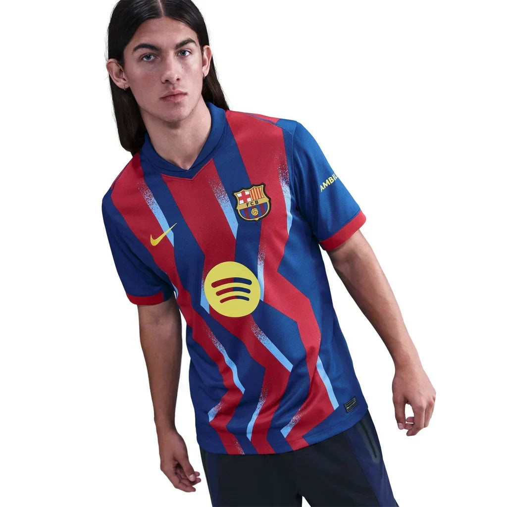 Nike Men's FC Barcelona Balde 4th Jersey 25/26 w/ La Liga Patches (Blue/Red/Yellow)