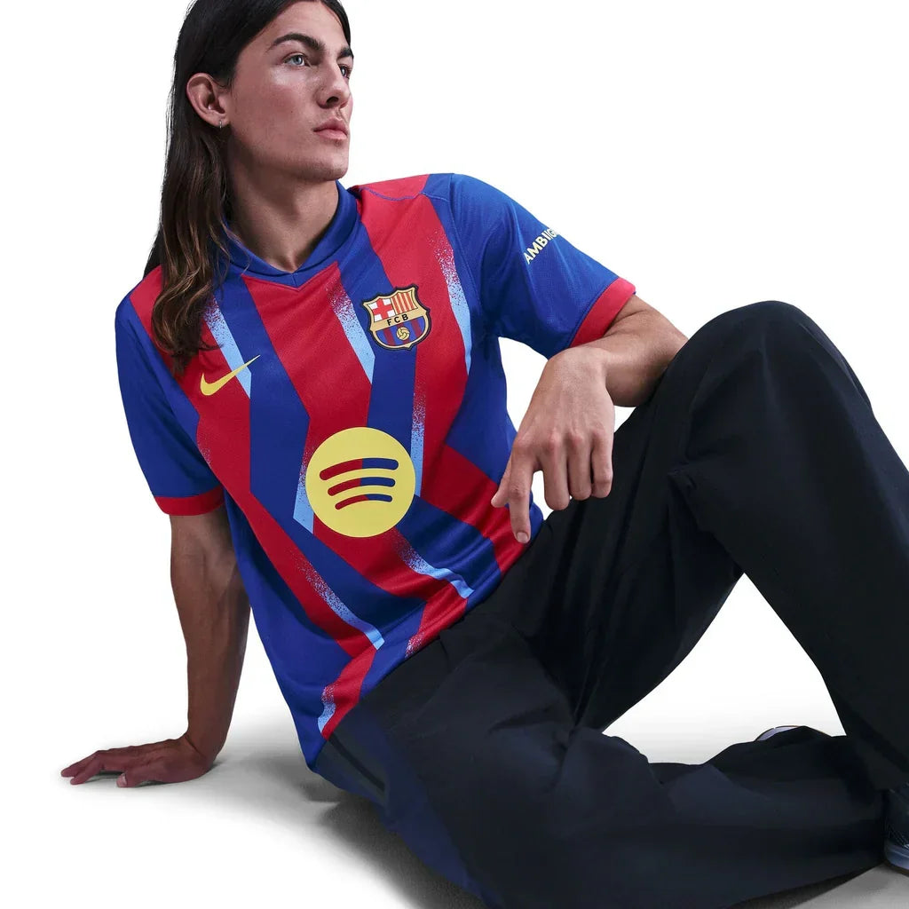 Nike Men's FC Barcelona Balde 4th Jersey 25/26 w/ La Liga Patches (Blue/Red/Yellow)