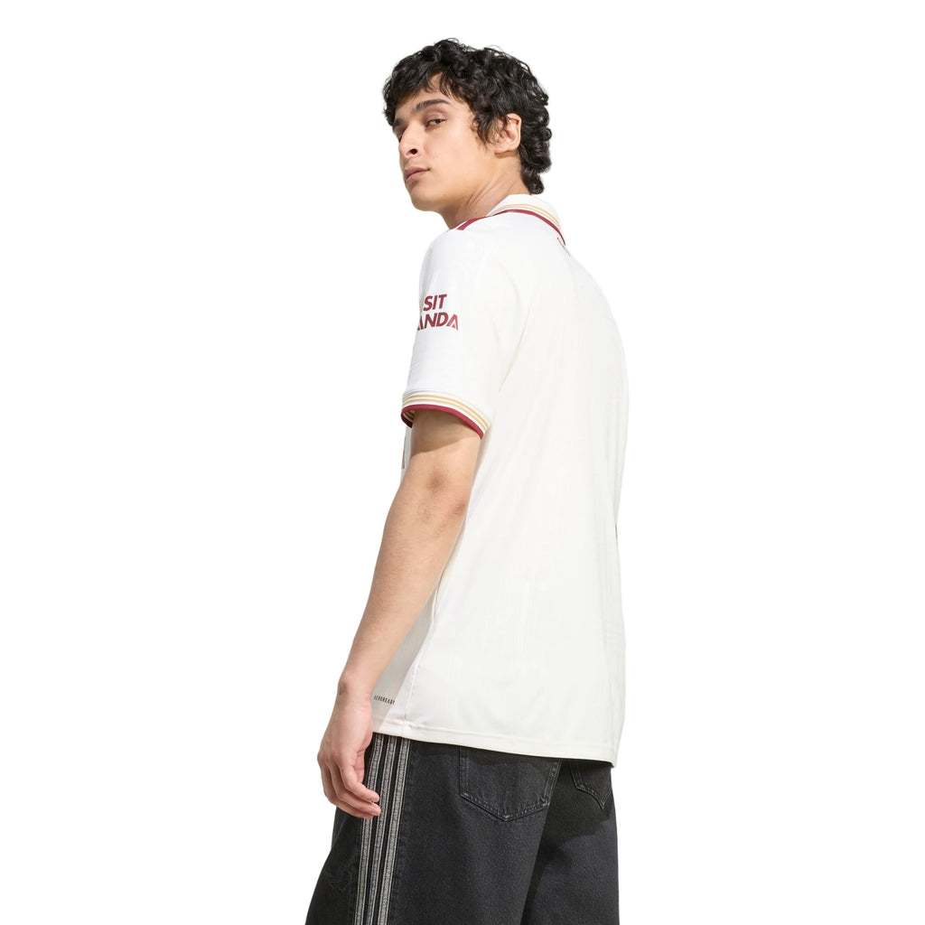 adidas Rice Men's Arsenal FC Third Jersey 25/26 w/ NRFR + EPL Patches (White/Burgundy)