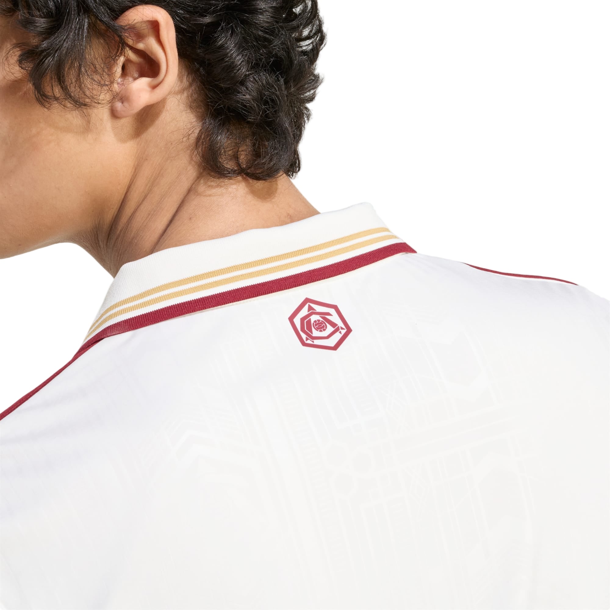 adidas Rice Men's Arsenal FC Third Jersey 25/26 w/ NRFR + EPL Patches (White/Burgundy)