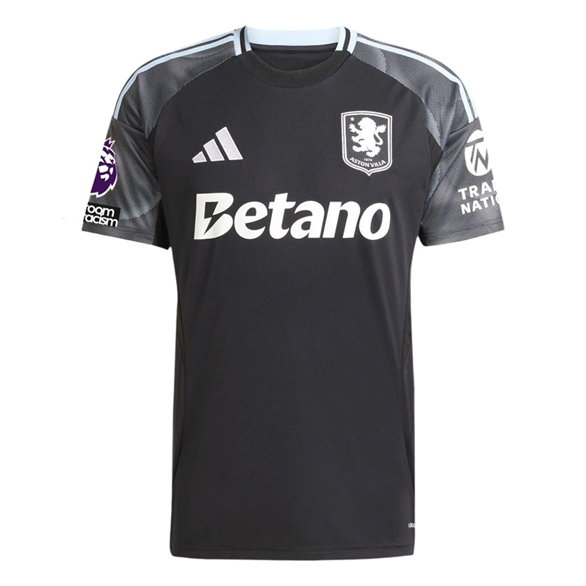 adidas Sancho Men's Aston Villa 25/26 Away Jersey w/ EPL + NRFR Patches (Black/Global Blue)
