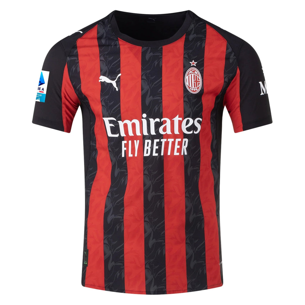 Puma Tomori Men's AC Milan Authentic Home Jersey 25/26 w/ Seria A Patch (Red/Black)