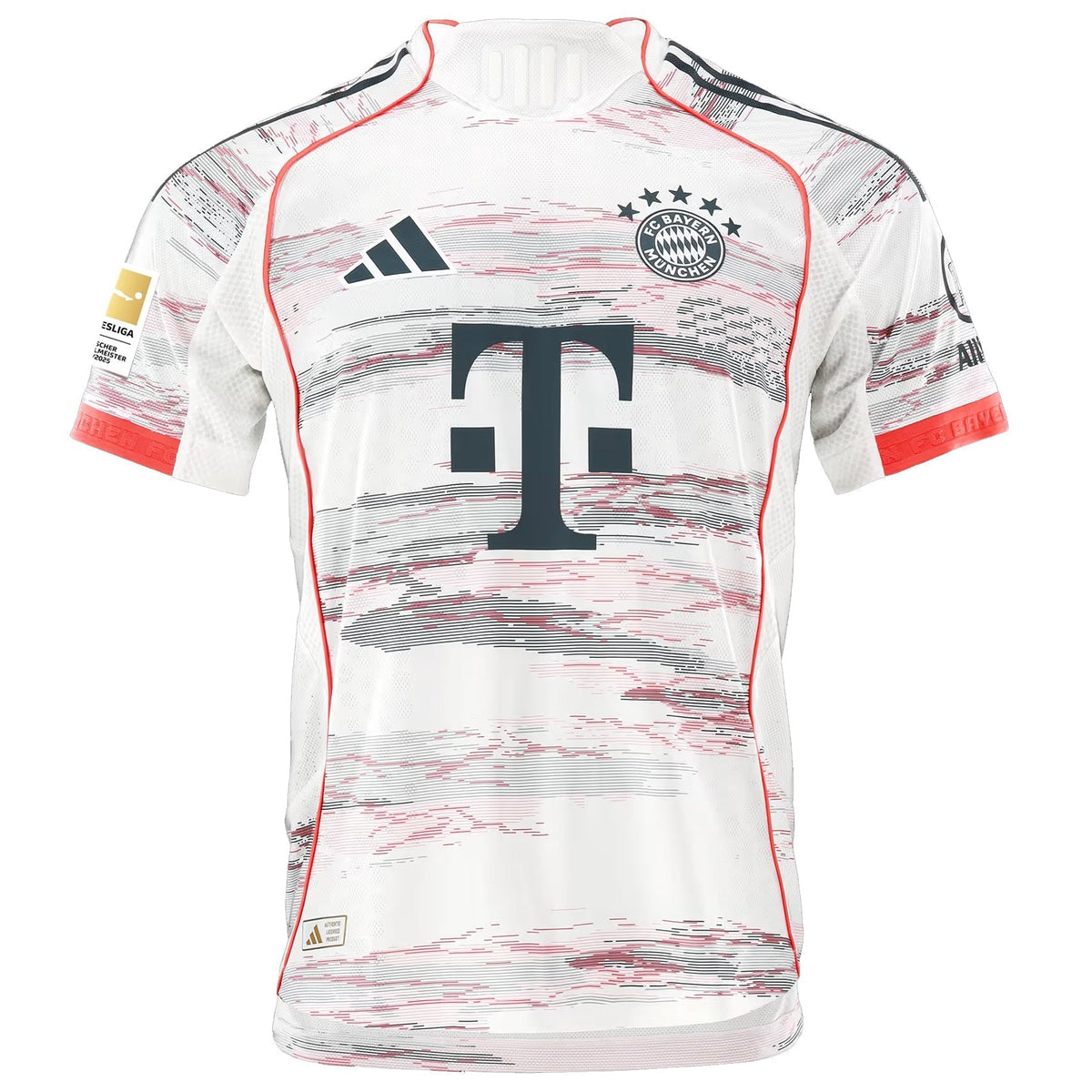 adidas Muller Authentic Away Jersey 25/26 w/ Sponsor + Meister Bundesliga Patch (White/Red)