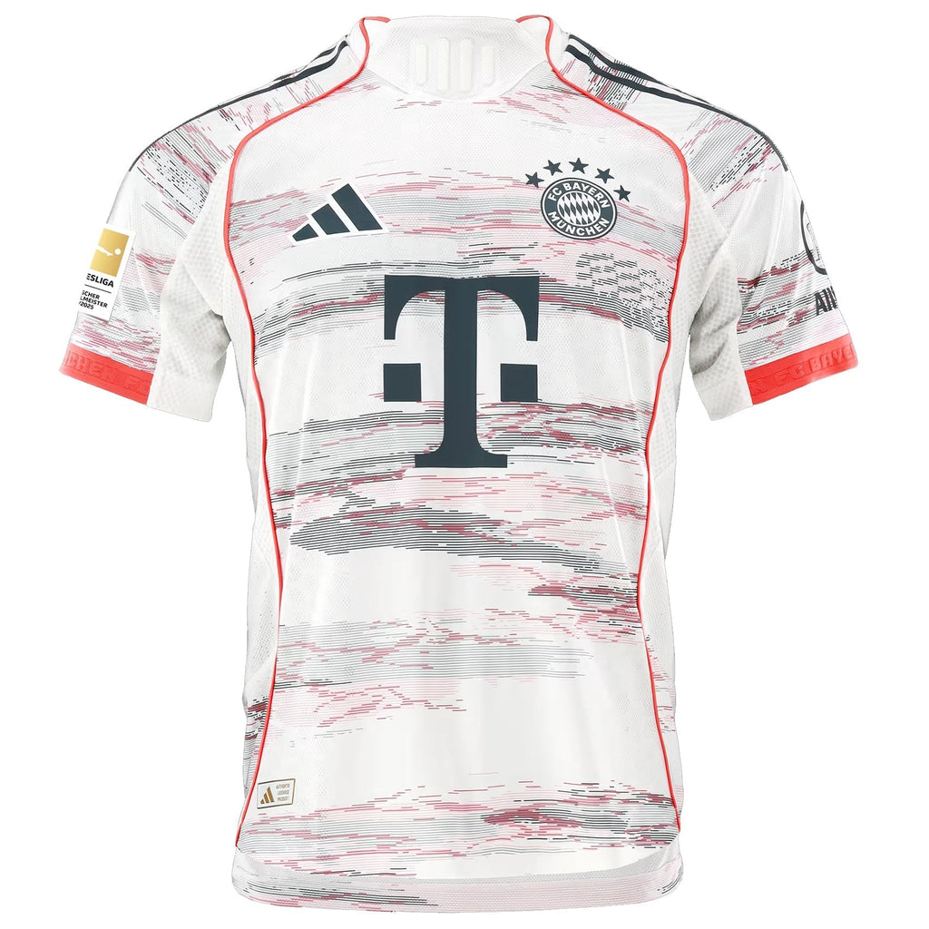 adidas Dier Authentic Away Jersey 25/26 w/ Sponsor + Meister Bundesliga Patch (White/Red)