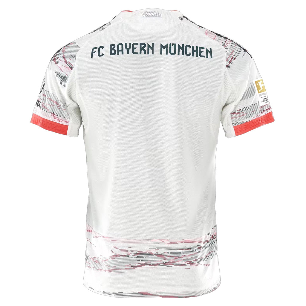 adidas Goretzka Authentic Away Jersey 25/26 w/ Sponsor + Meister Bundesliga Patch (White/Red)