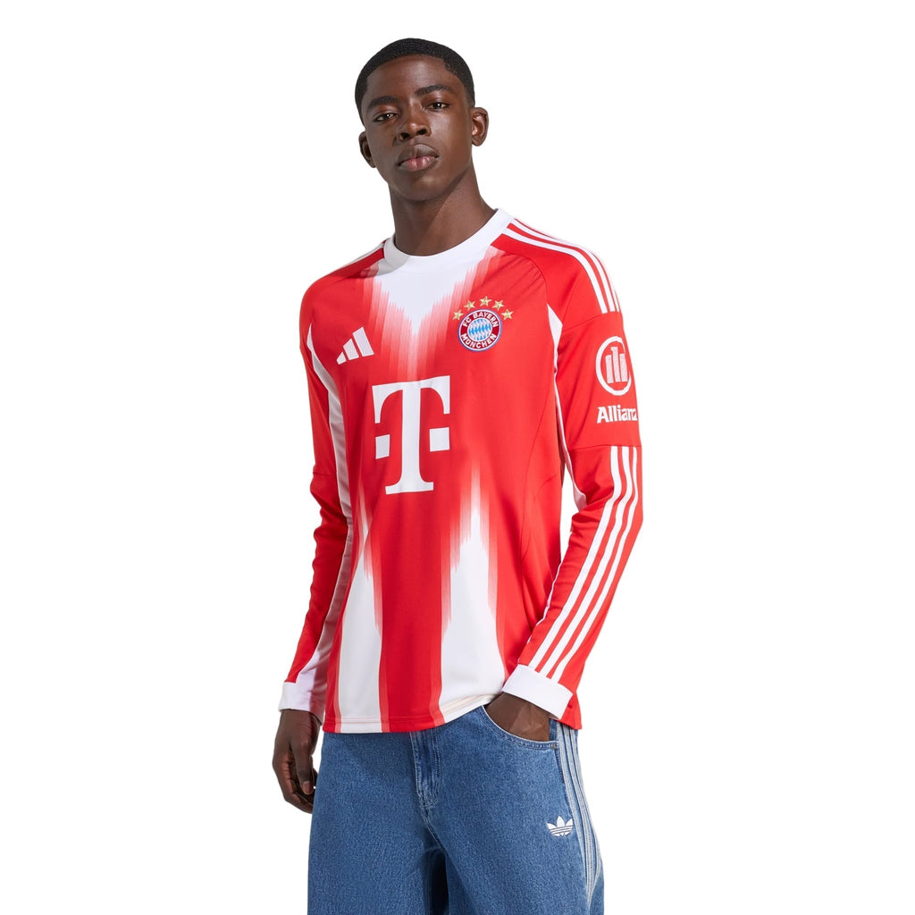adidas Men's Bayern Munich Long Sleeve Home Jersey 25/26 (Red/White)
