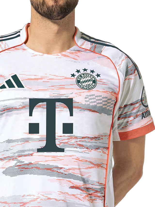 adidas Bayern Munich Authentic Away Jersey 25/26 w/ Sponsor + Meister Bundesliga Patch (White/Red)