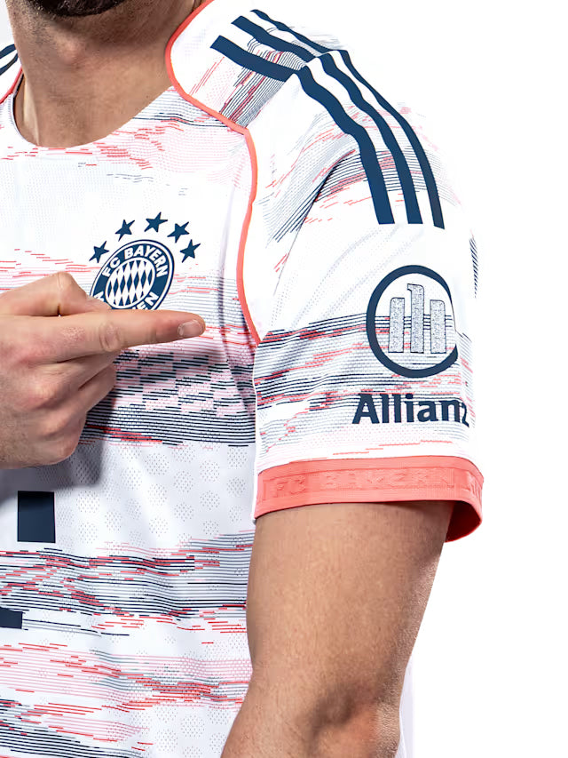 adidas Goretzka Authentic Away Jersey 25/26 w/ Sponsor + Meister Bundesliga Patch (White/Red)