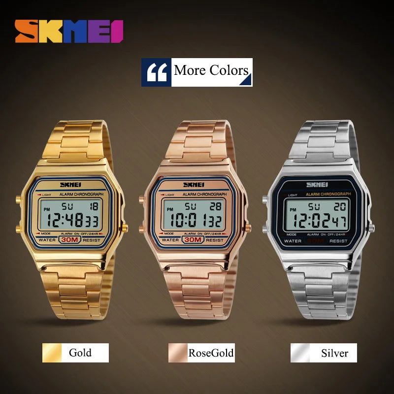 New Business Men Retro watch waterproof electronic watch fashion personality's watch thin strip relogio masculino digital SKMEI