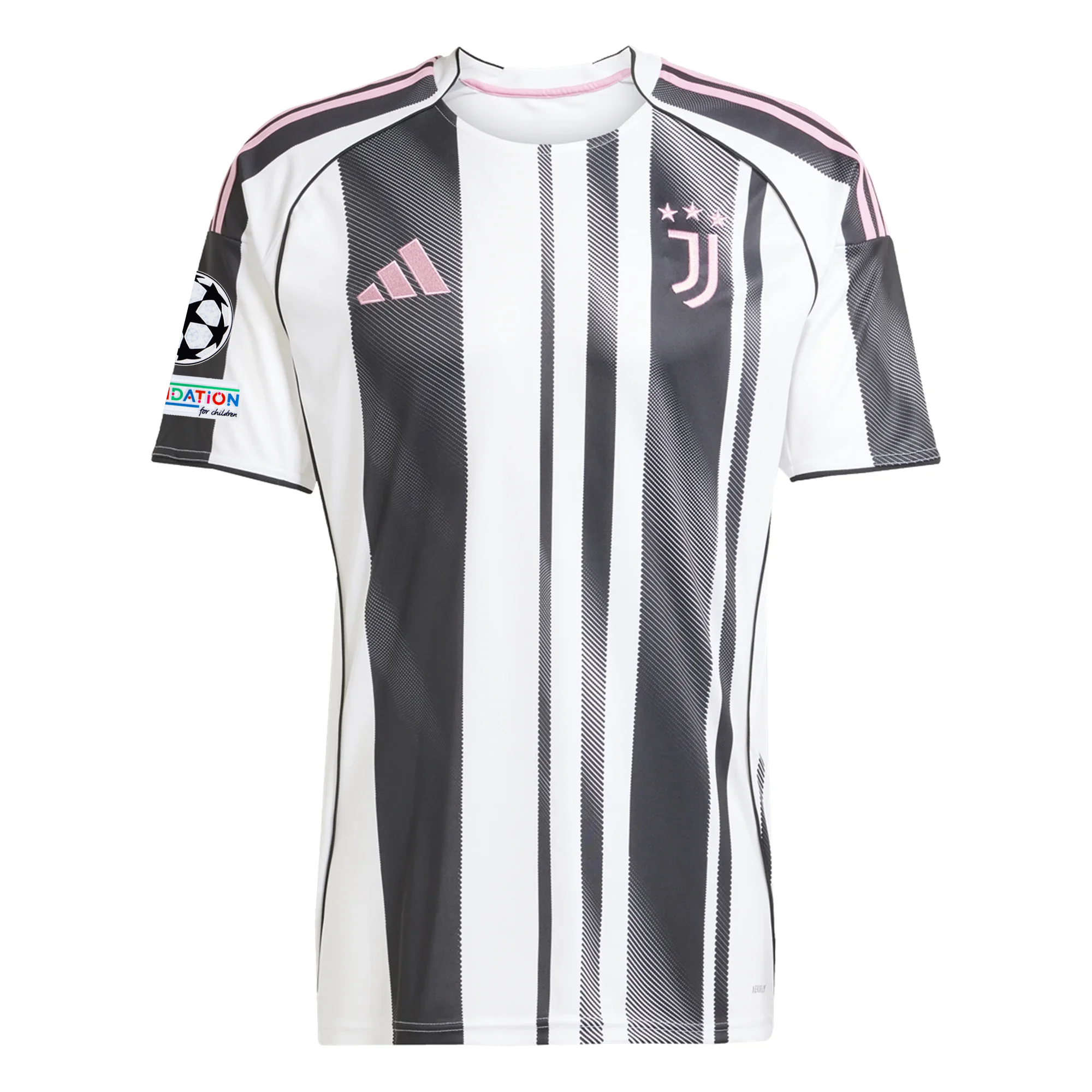 adidas Juventus Yildiz Home Jersey w/ Champions League Patches 25/26 (White/Black/Pink)