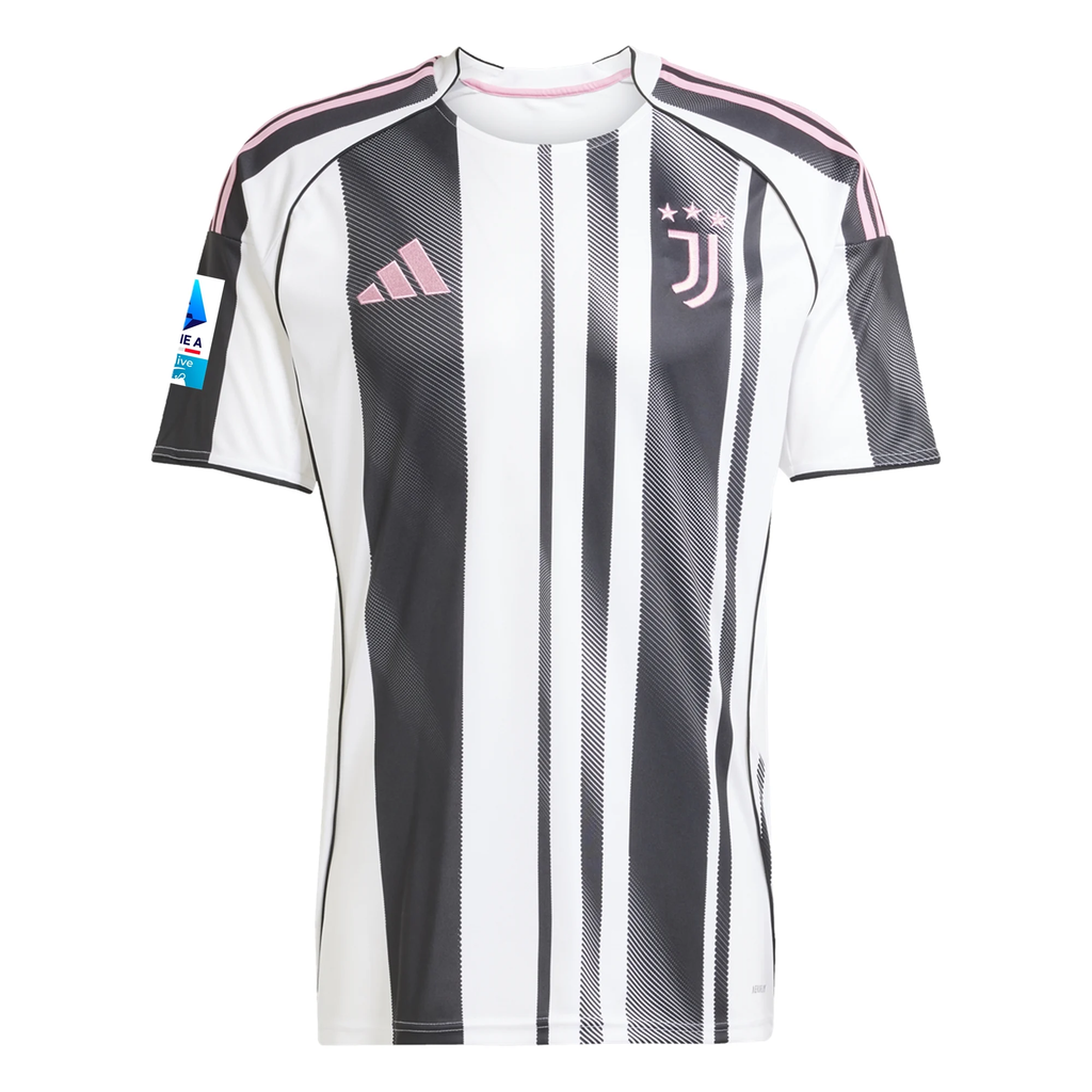 adidas Men's Juventus Kostic Home Jersey w/ Serie A Patch 25/26 (White/Black/Pink)