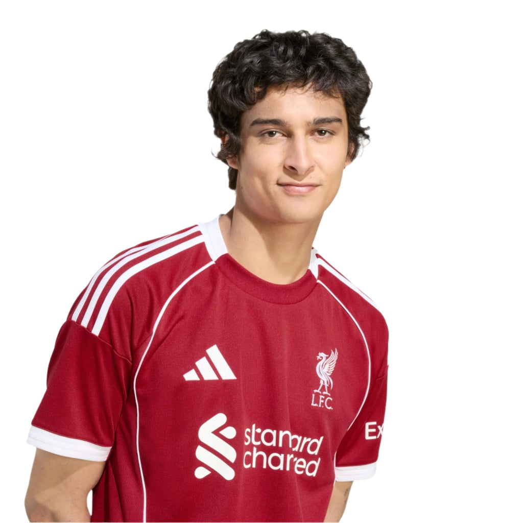 adidas Men's Liverpool Home Jersey 25/26 w/ Champions League Patches (Strawberry Red)