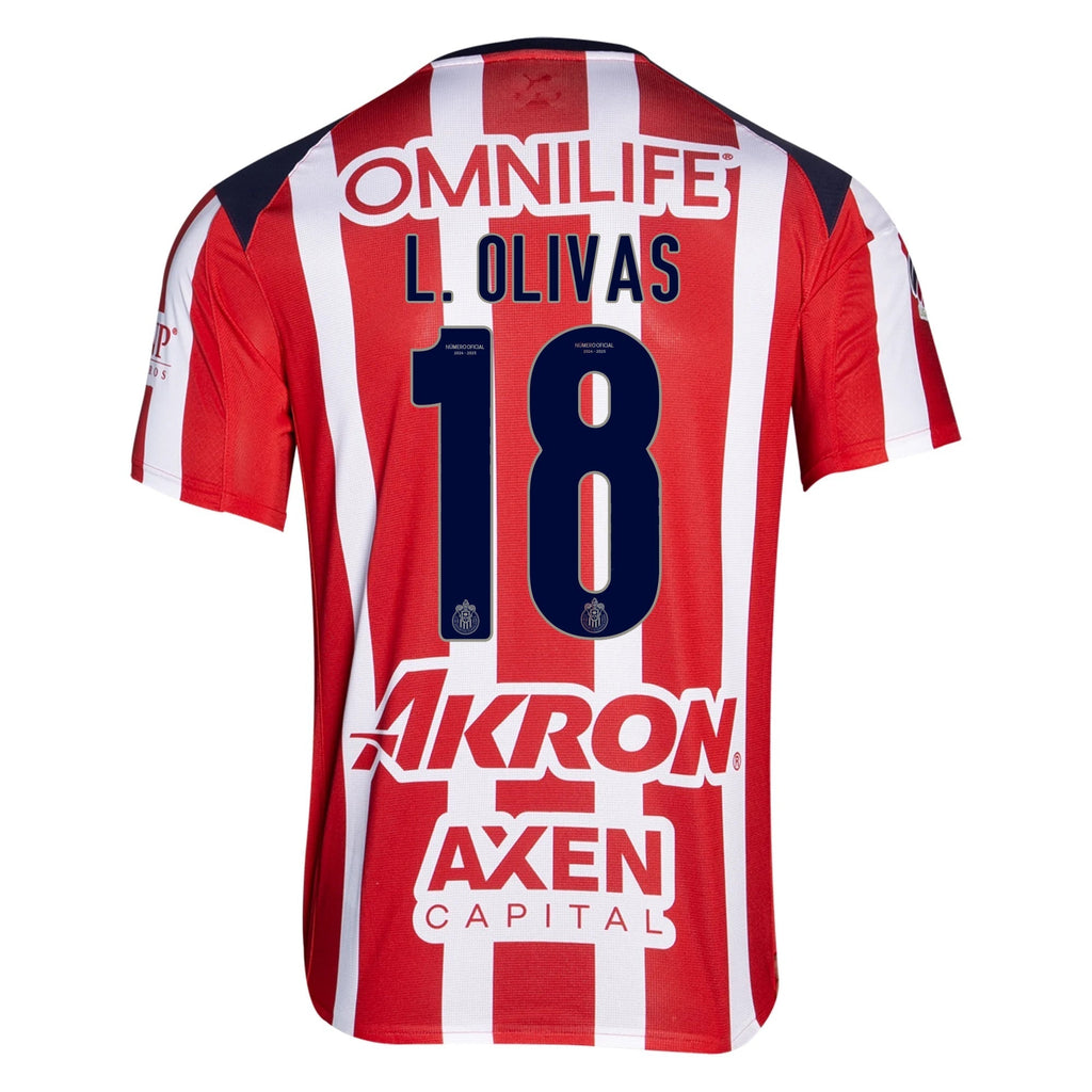 Puma Luis Olivas Men's Chivas De Guadalajara Home Jersey 25/26 (Puma Red/White)