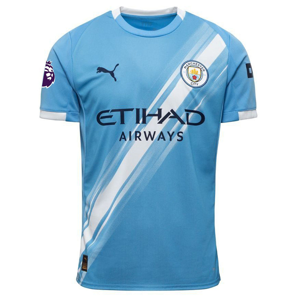 Puma Joshua Wilson-Esbrand Manchester City Home Jersey 25/26 w/ EPL + Sponsor Patch (Team Light Blue/Puma White)