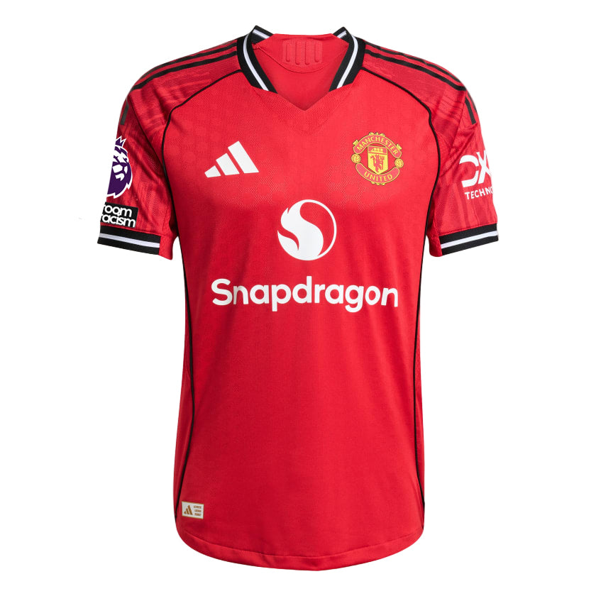 adidas Yoro Men's Manchester United Authentic Home Jersey 25/26 w/ NRFR + EPL Patch (Red)