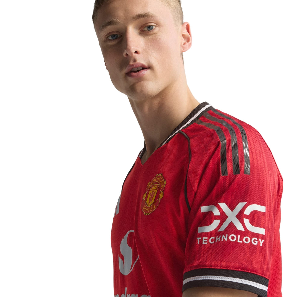 adidas Zirkzee Men's Manchester United Authentic Home Jersey 25/26 w/ NRFR + EPL Patch (Red)