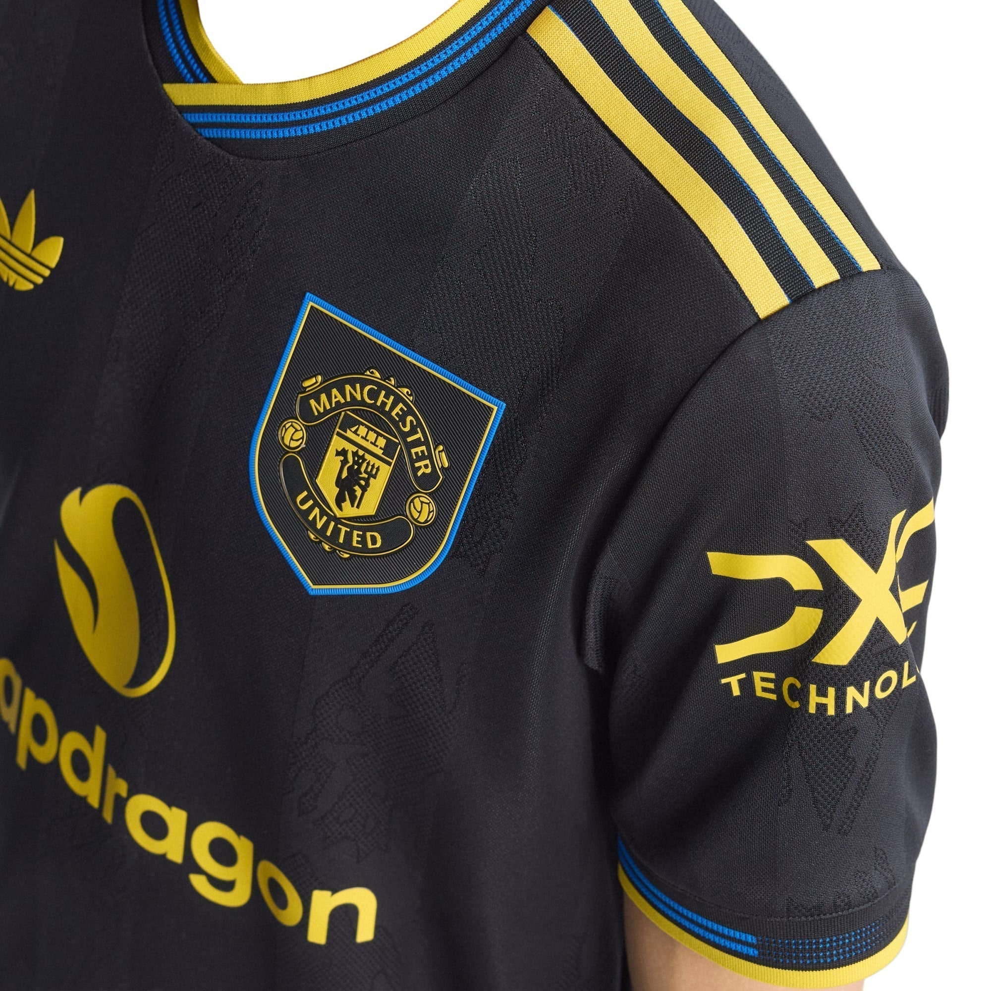 adidas Men's Manchester United Authentic Third Jersey 25/26 w/ NRFR + EPL Patches (Black)