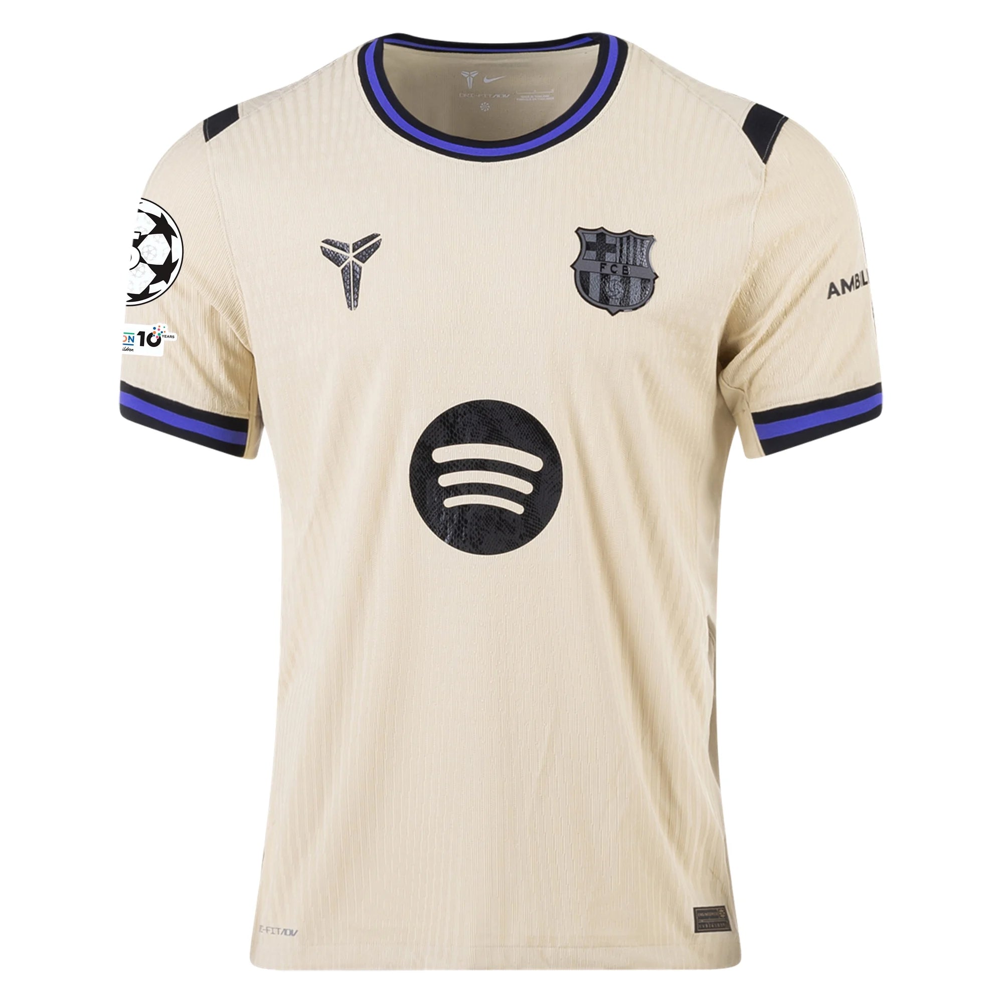 Nike Frenkie De Jong Men's FC Barcelona Authentic Away Jersey w/ Champions League Patches (Team Gold/Persian Violet/Black)