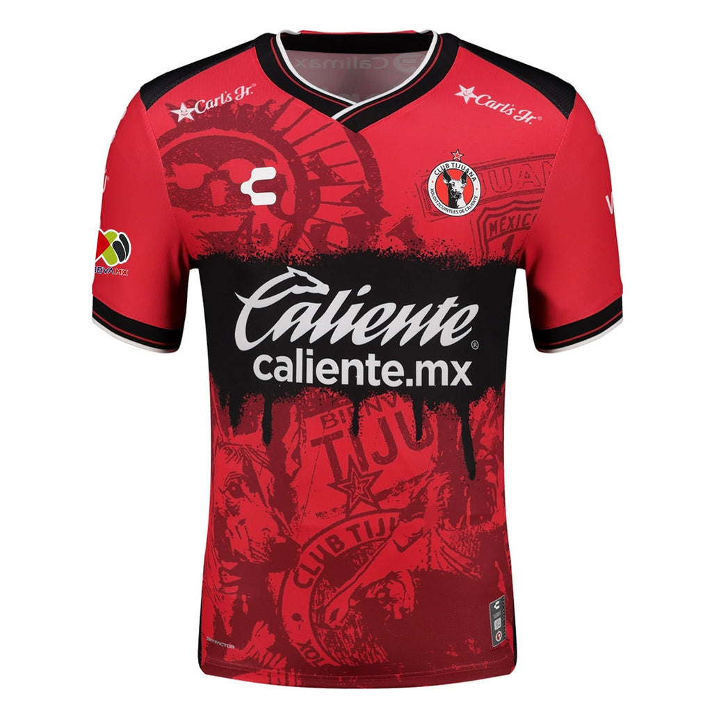 Charly Jesus Vega Men's Club Tijuana Xolos Home Jersey 25/26 w/ BBVA MX Patch (Red/Black)