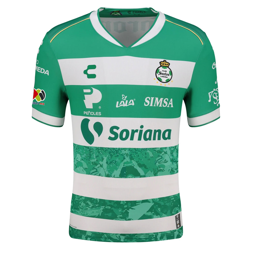 Charly Oscar Haret Ortega Men's Santos Laguna Home Jersey 25/26 w/ BBVA MX Patches (Green/White)