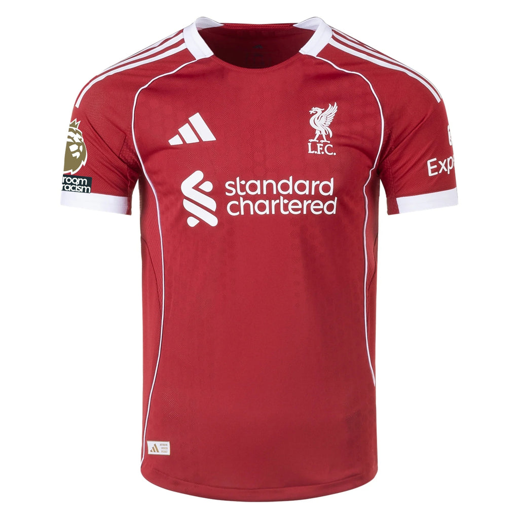 adidas Men's Liverpool FC Authentic Robertson Home Jersey 25/26 w/ EPL + NRFR Patches (Strawberry Red)