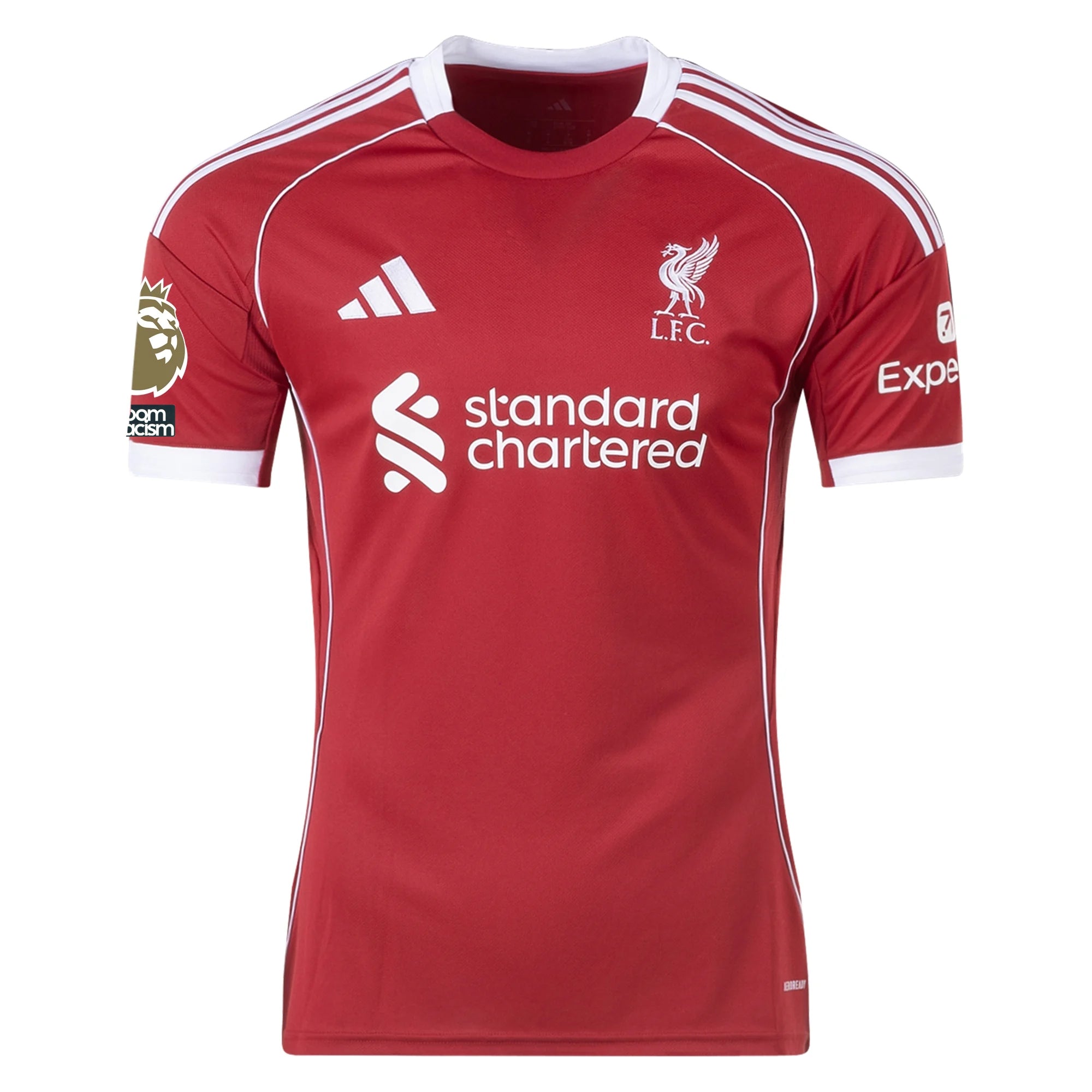adidas Szoboszlai Men's Liverpool Home Jersey 25/26 w/ NRFR + EPL Champions Patch (Strawberry Red)
