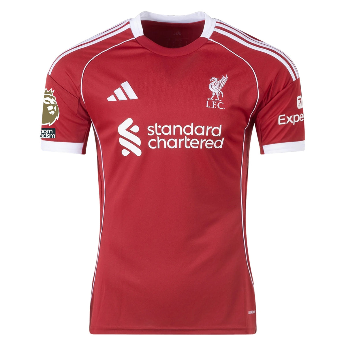 adidas Robertson Men's Liverpool Home Jersey 25/26 w/ NRFR + EPL Champions Patch (Strawberry Red)