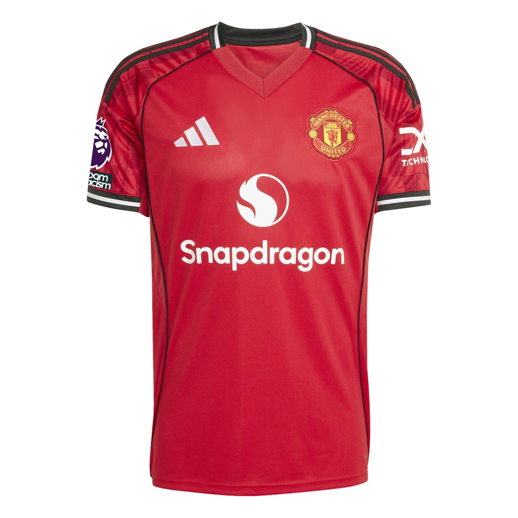 adidas Dalot Men's Manchester United Home Jersey 25/26 w/ EPL + NRFR Patches (Red)