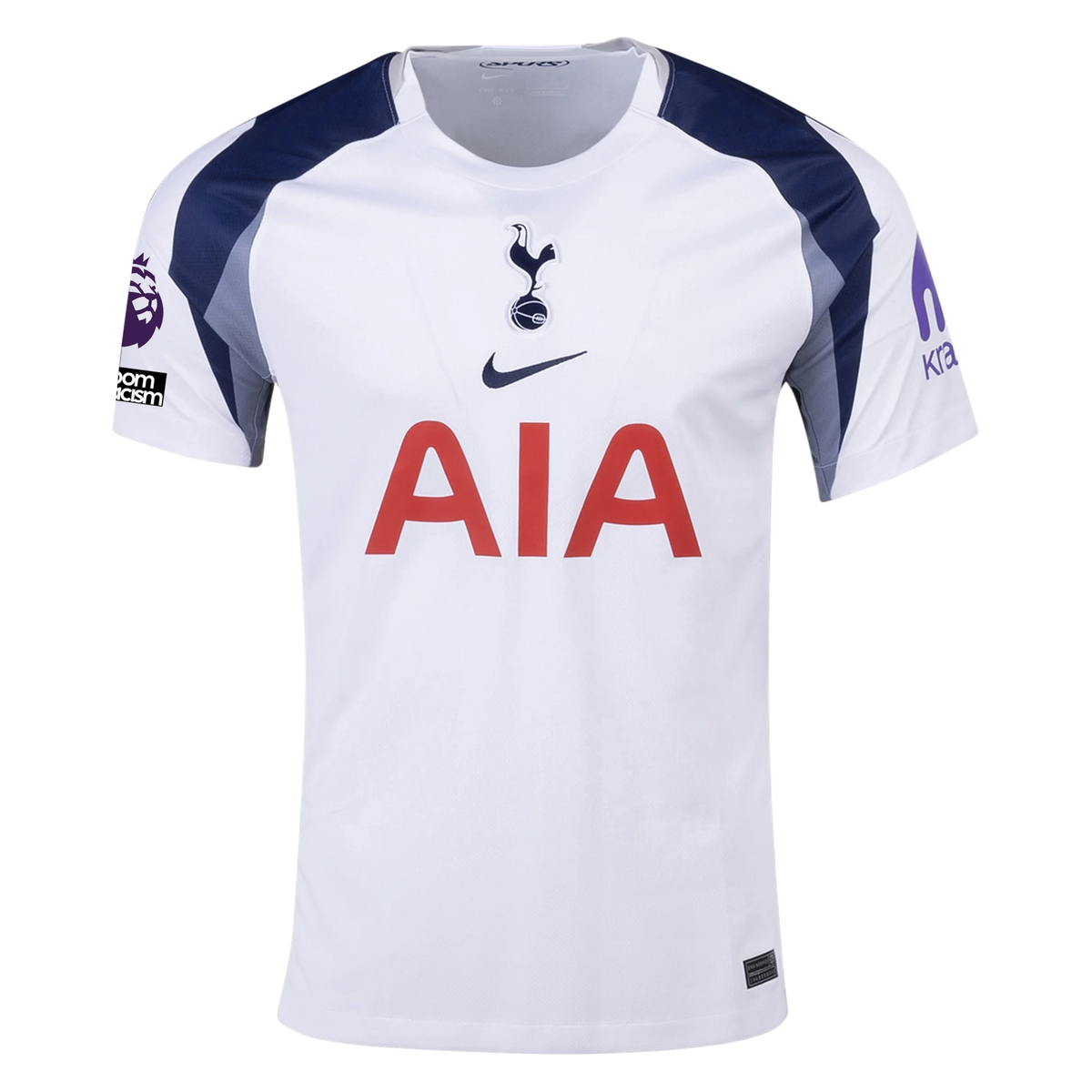 Nike Spence Tottenham Hotspurs Home Jersey w/ EPL + No Room For Racism Patch 25/26 (White/Iron/Binary Blue)