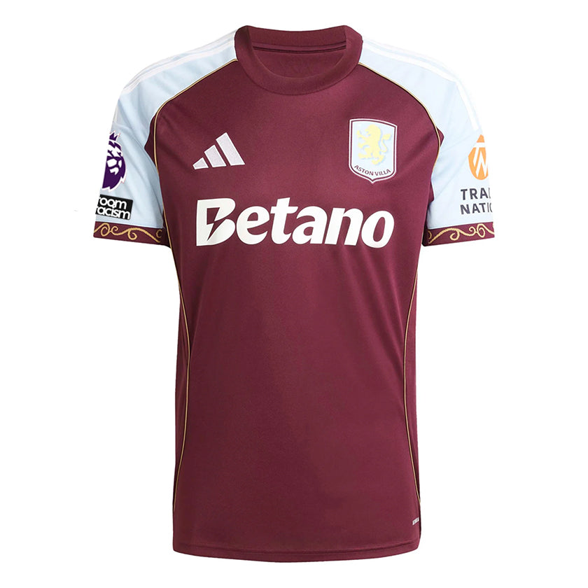 adidas konsa Men's Aston Villa Home Jersey 25/26 w/ NRFR + EPL Patches (Maroon/Blue)