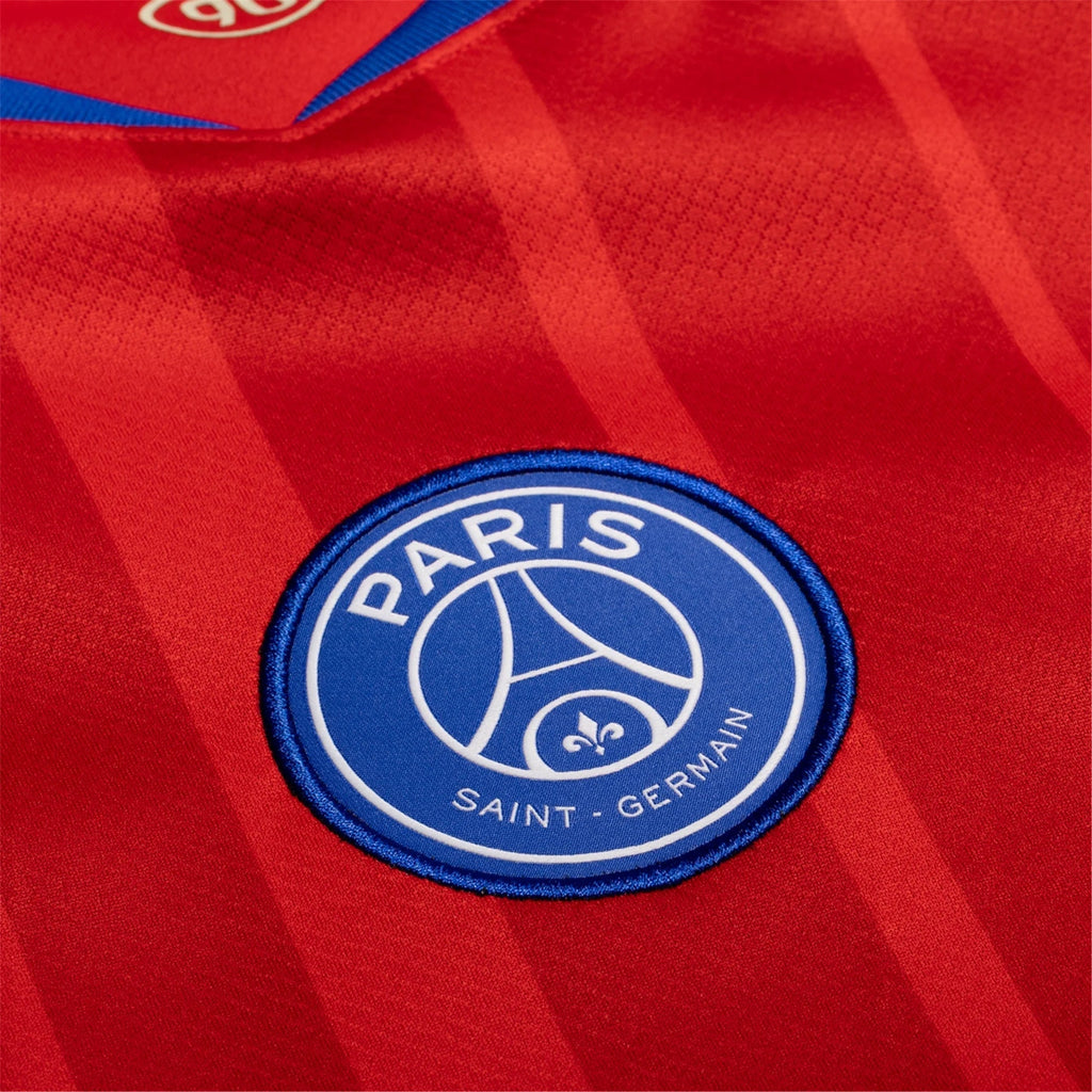 Nike Men's Paris Saint-Germain Ousmane Dembele T90 Third Jersey w/ Champions League Patches 25/26 (Sport Red/Hyper Royal)