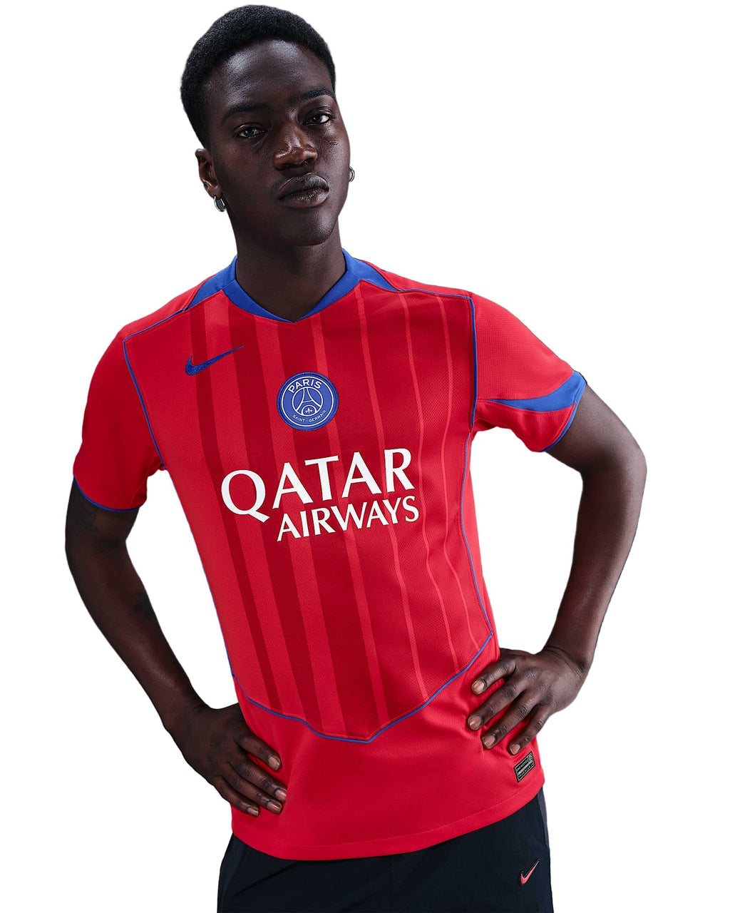 Nike Men's Paris Saint-Germain Ousmane Dembele T90 Third Jersey w/ Champions League Patches 25/26 (Sport Red/Hyper Royal)