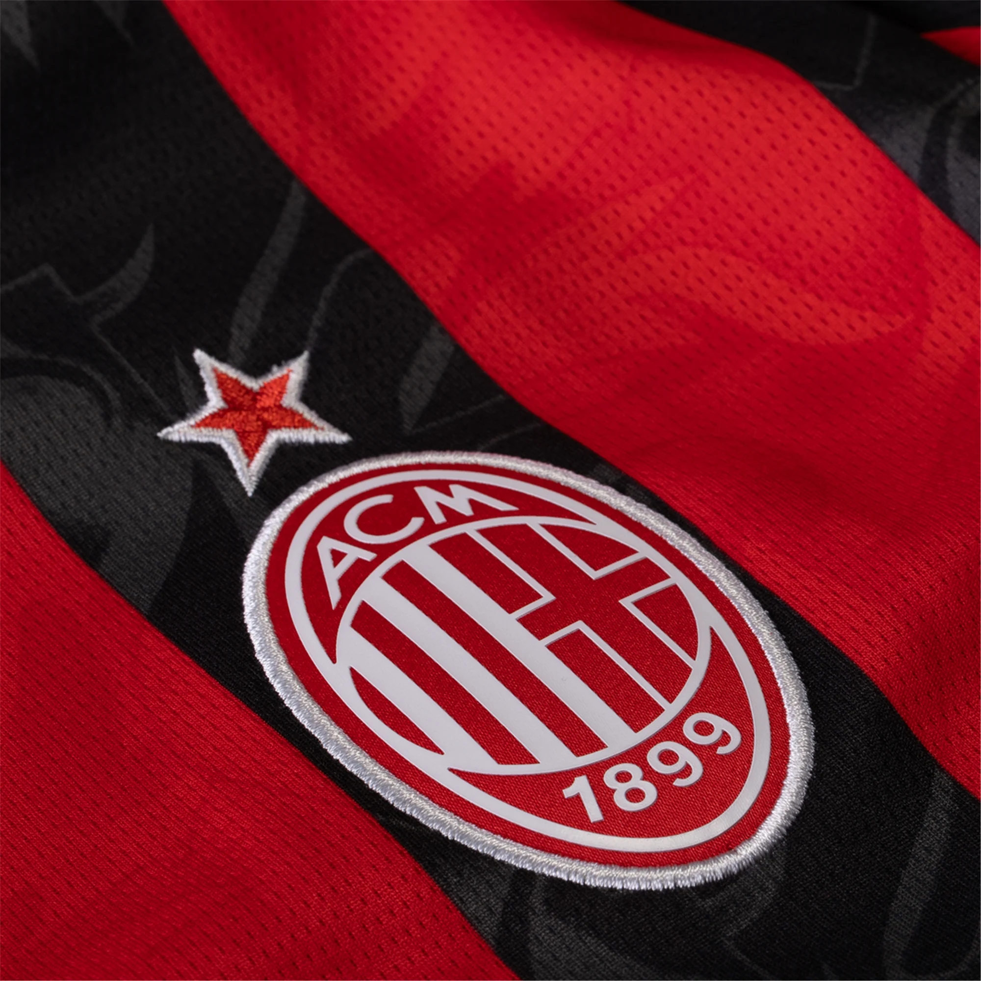 Puma Loftus-Cheek Men's AC Milan Home Jersey w/ Champions League Patches 25/26 (Red/Black)
