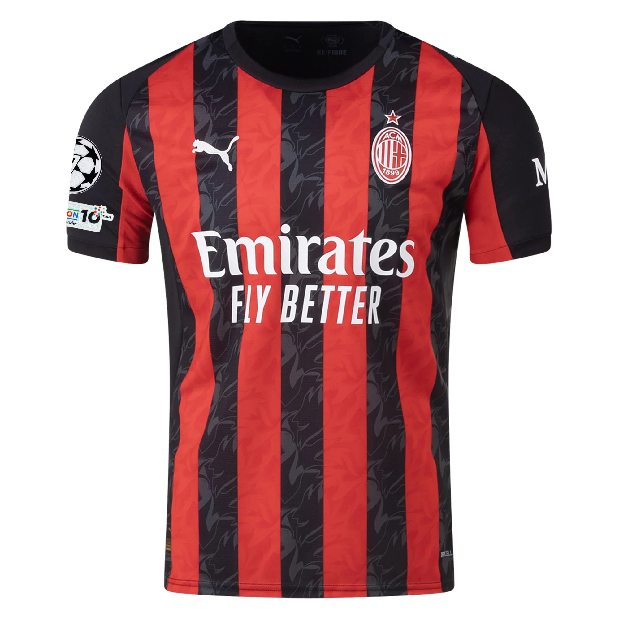 Puma Loftus-Cheek Men's AC Milan Home Jersey w/ Champions League Patches 25/26 (Red/Black)