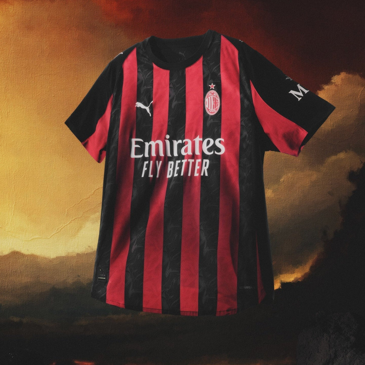 Puma Dest Men's AC Milan Authentic Home Jersey 25/26 w/ Seria A Patch (Red/Black)
