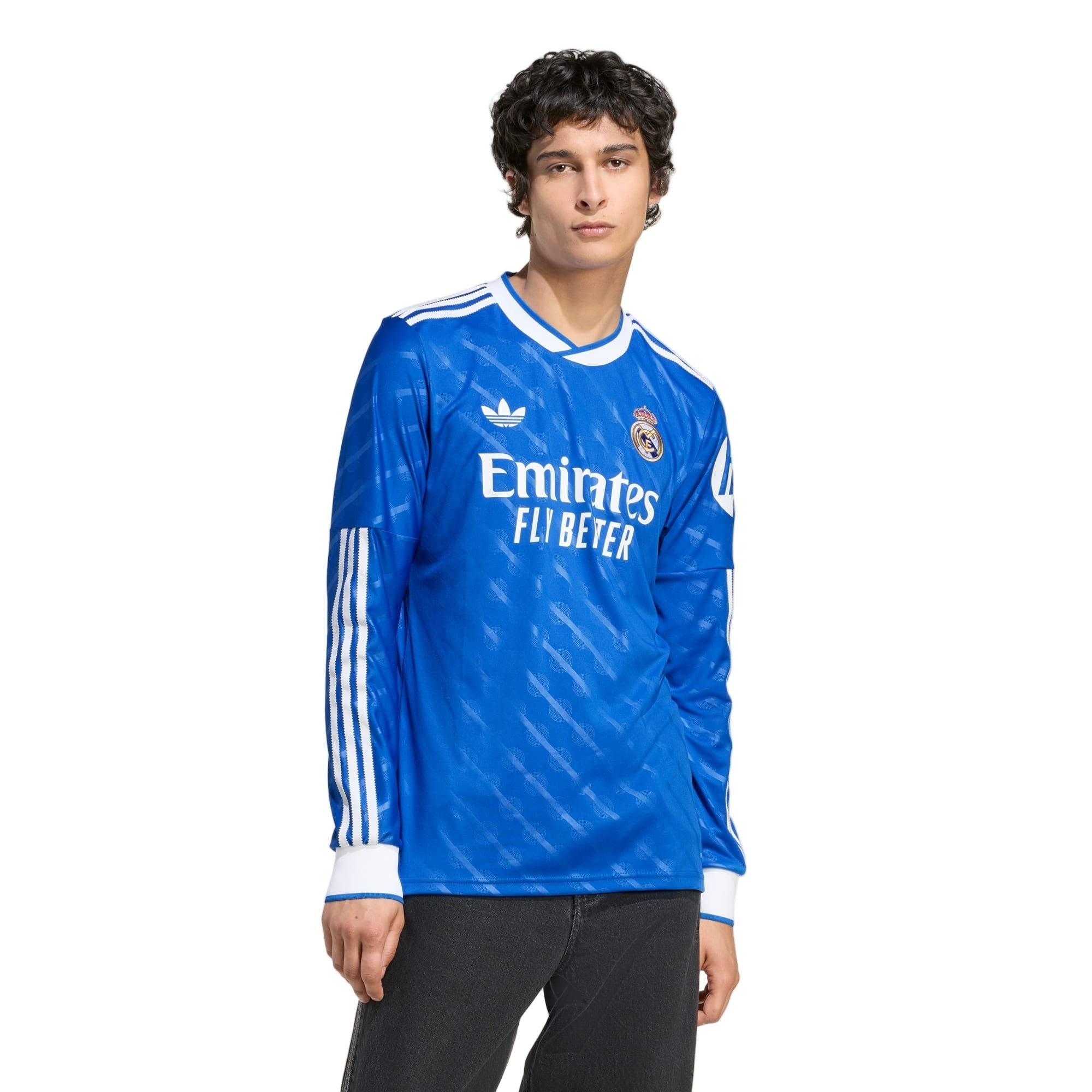 adidas Men's Real Madrid Jude Bellingham Long Sleeve Third Jersey w/ Champions League Patches 25/26 (Blue/White)