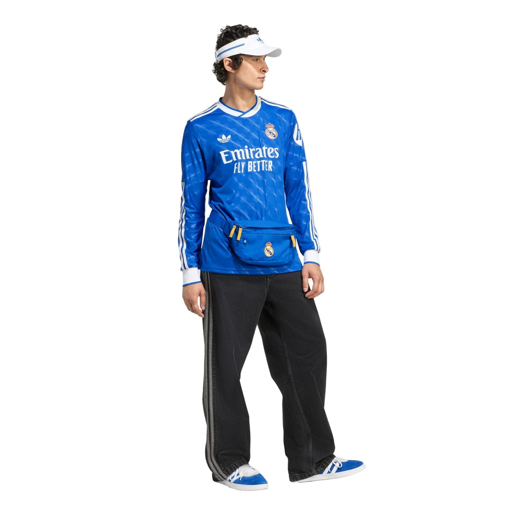 adidas Men's Real Madrid Jude Bellingham Long Sleeve Third Jersey w/ Champions League Patches 25/26 (Blue/White)
