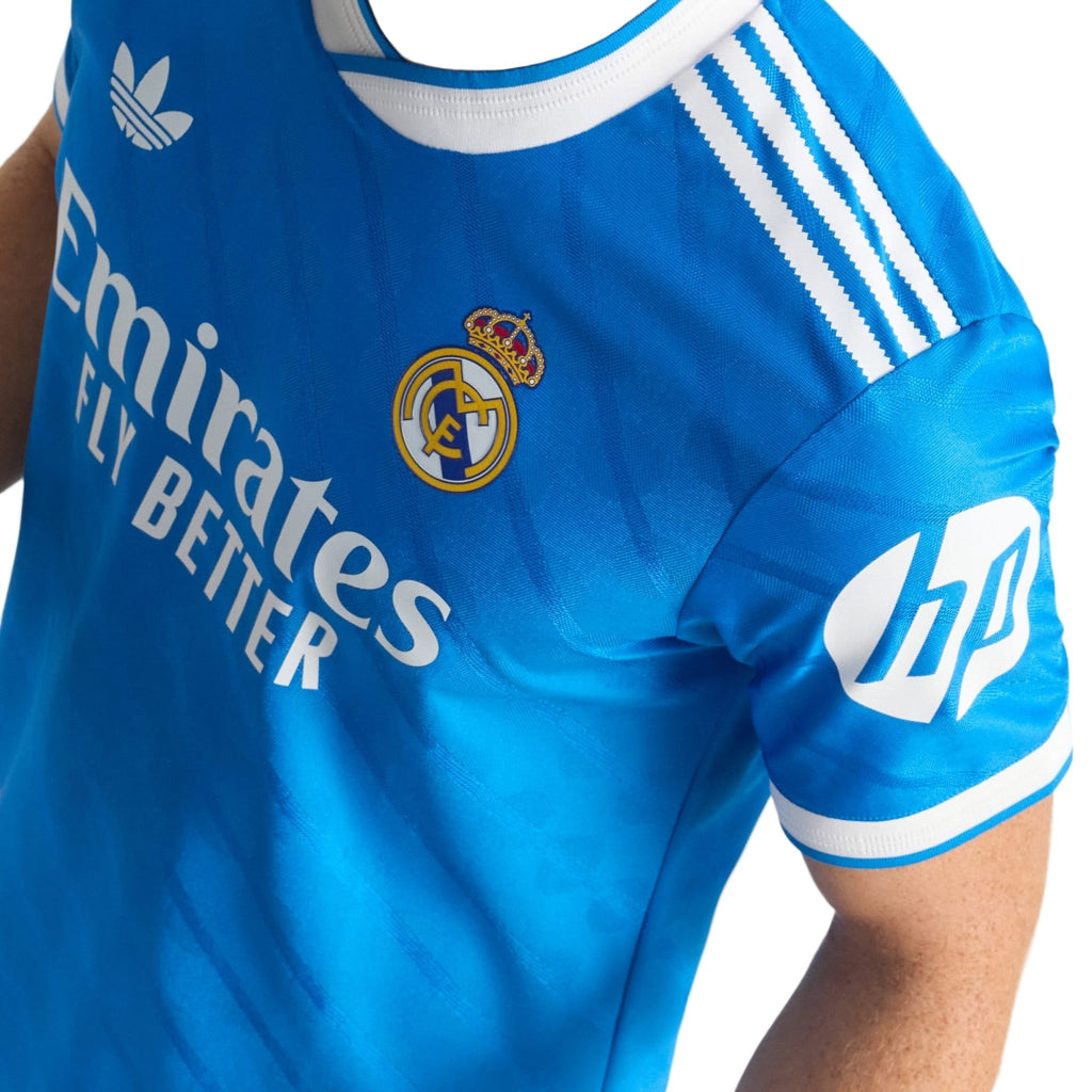 adidas Men's A. Carreras Real Madrid 25/26 Authentic Third Jersey w/ Champions League Patches (Blue)