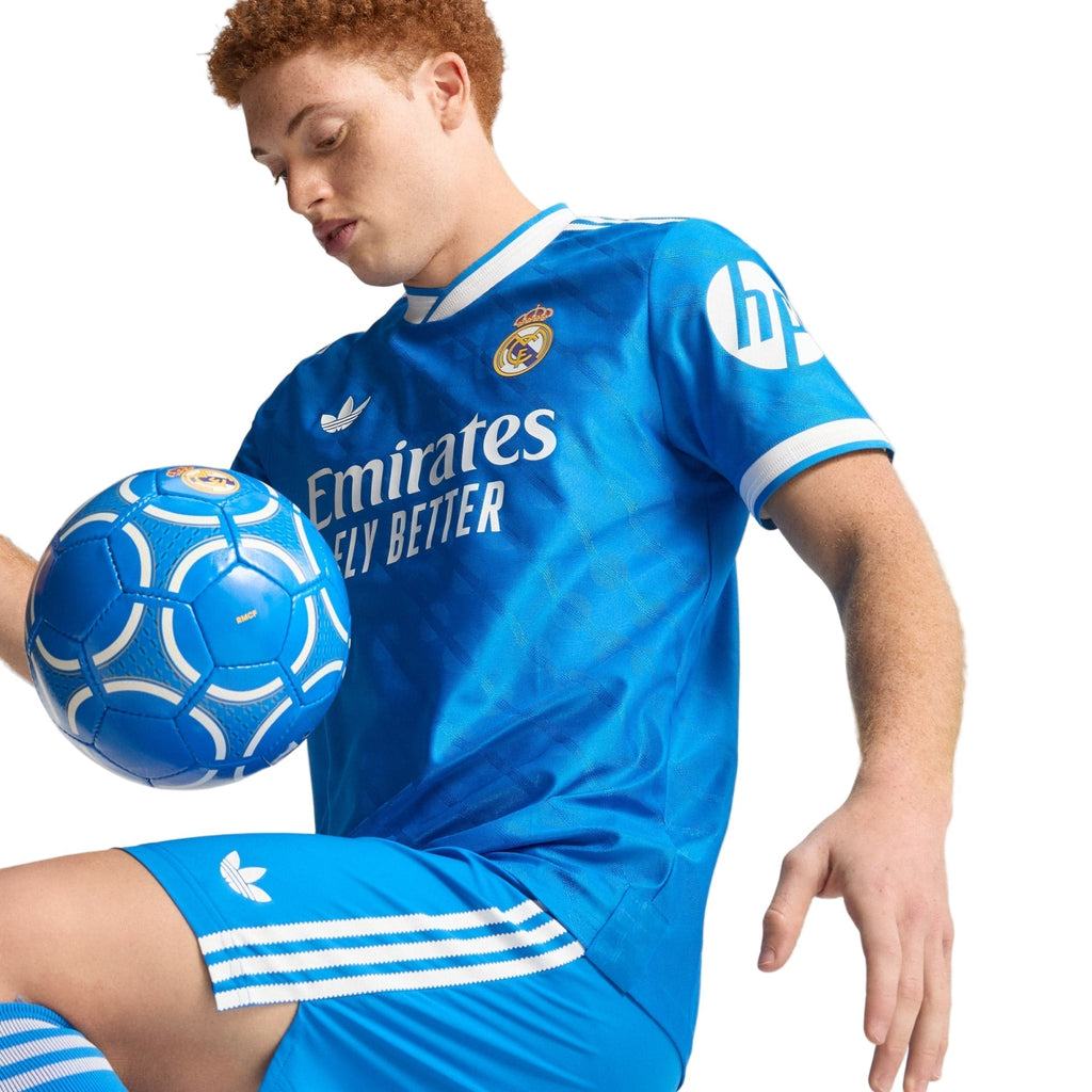 adidas Men's A. Carreras Real Madrid 25/26 Authentic Third Jersey w/ Champions League Patches (Blue)