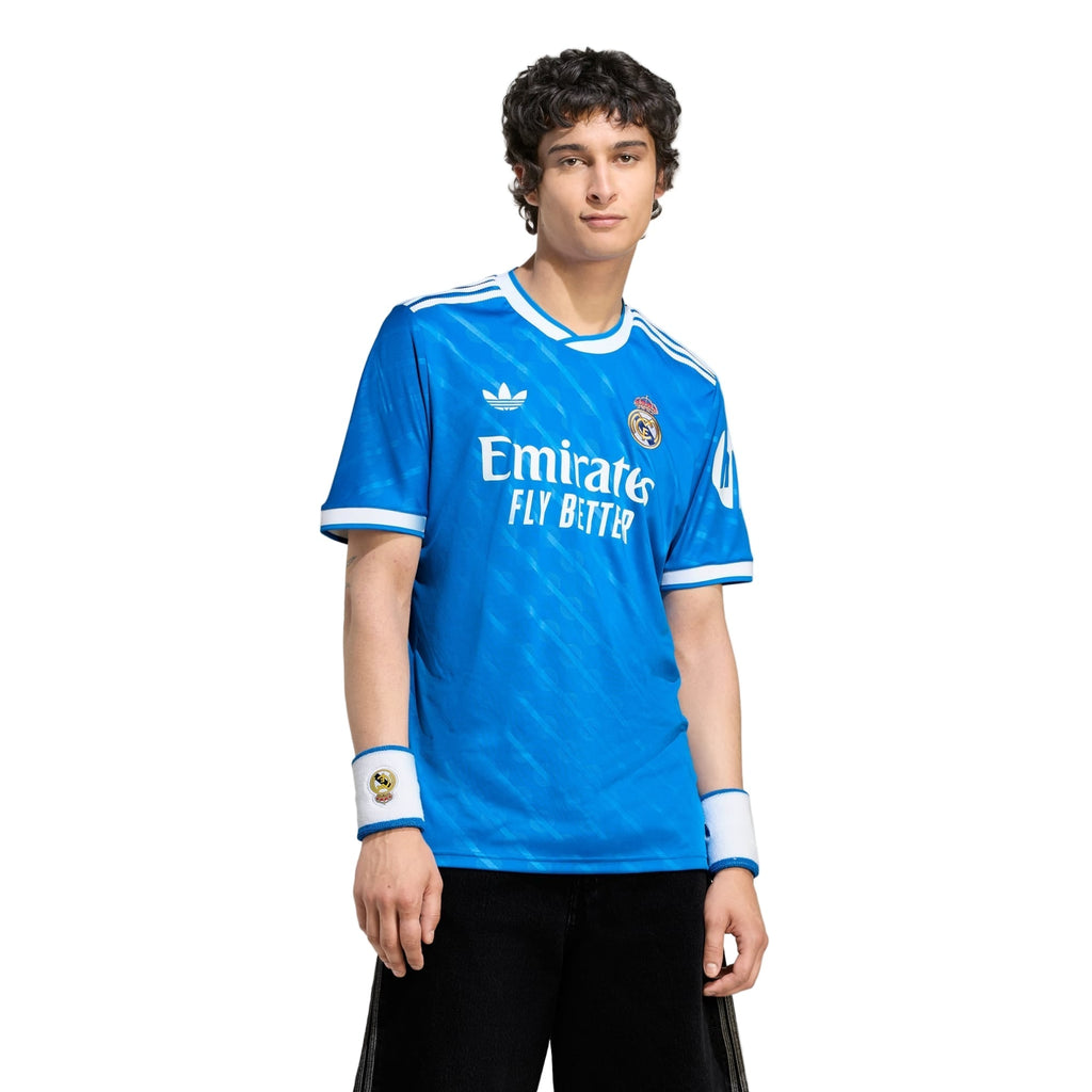adidas Rudiger Men's Real Madrid Third Jersey 25/26 w/ Champions League Patches (Blue/White)