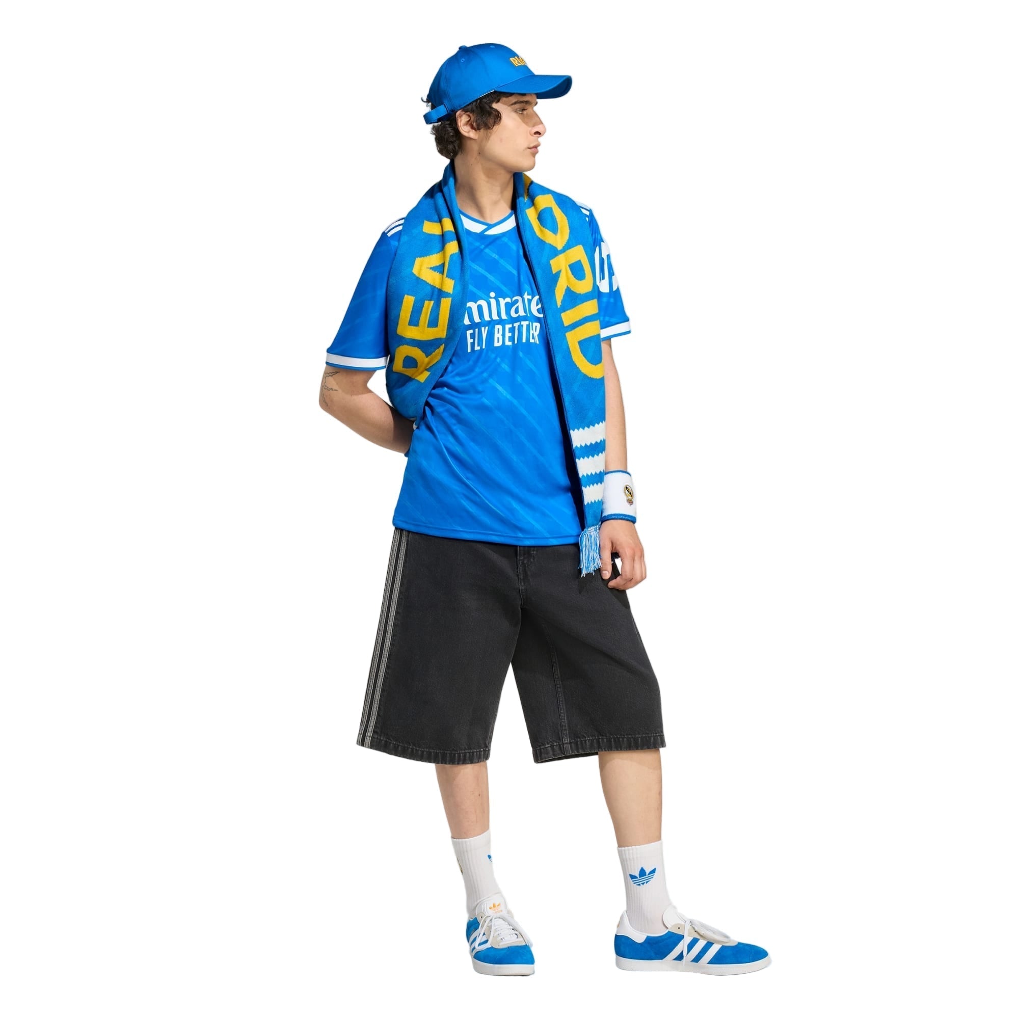 adidas Rudiger Men's Real Madrid Third Jersey 25/26 w/ Champions League Patches (Blue/White)